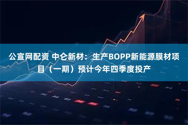 公宣网配资 中仑新材：生产BOPP新能源膜材项目（一期）预计今年四季度投产